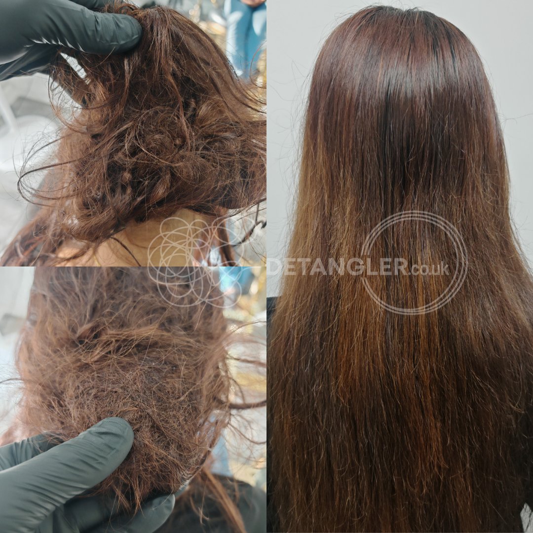 Before and after matted hair transformation