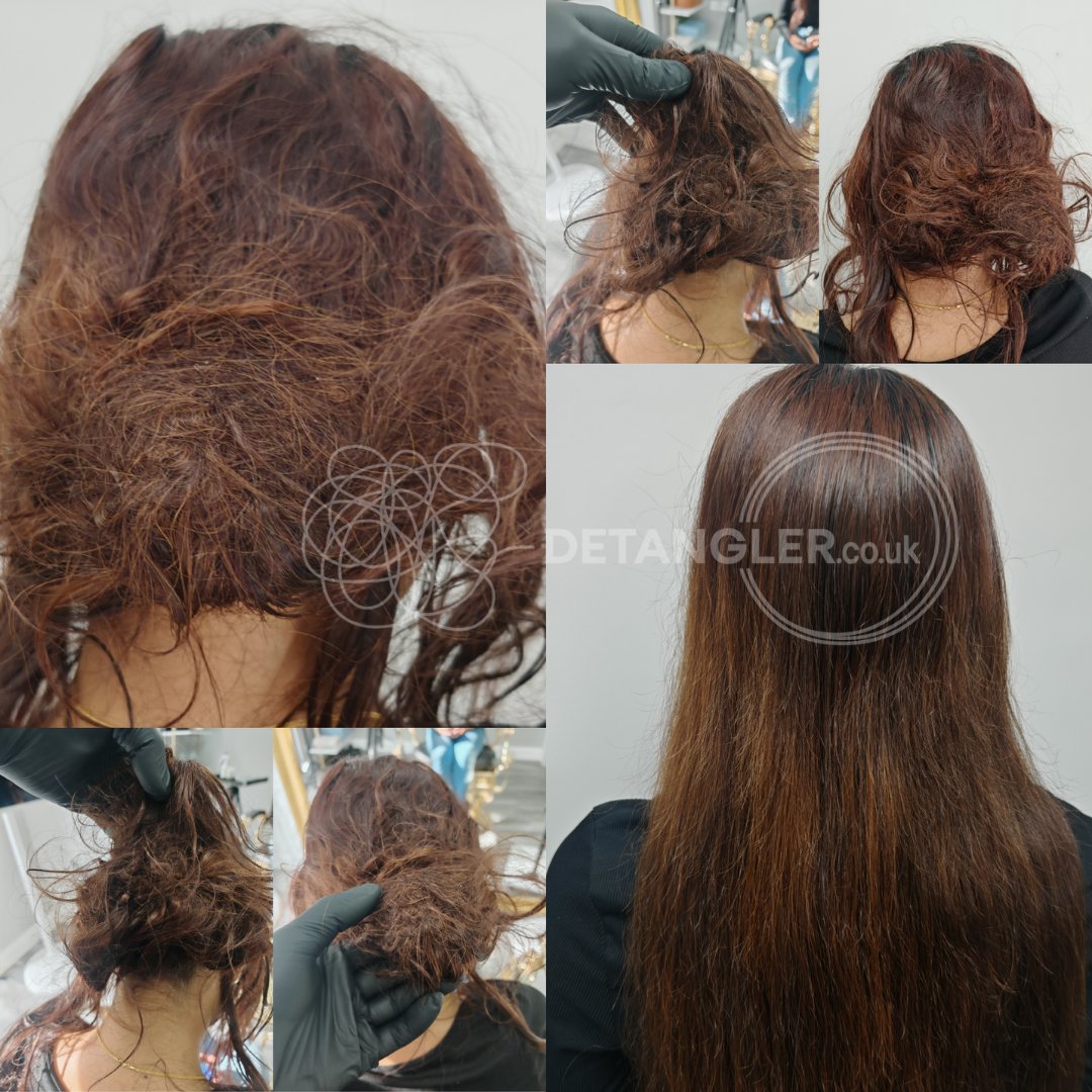Before and after matted hair transformation