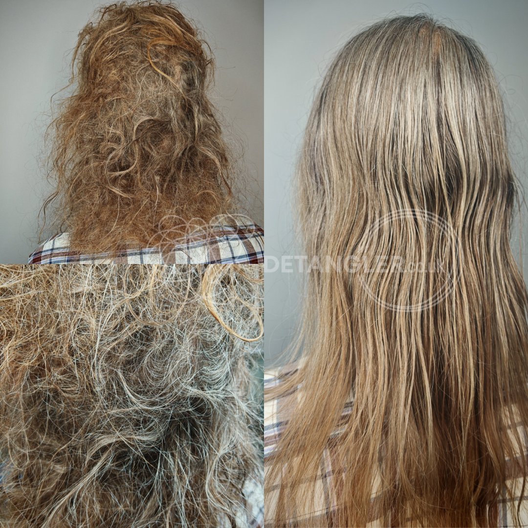 Before and after matted hair transformation