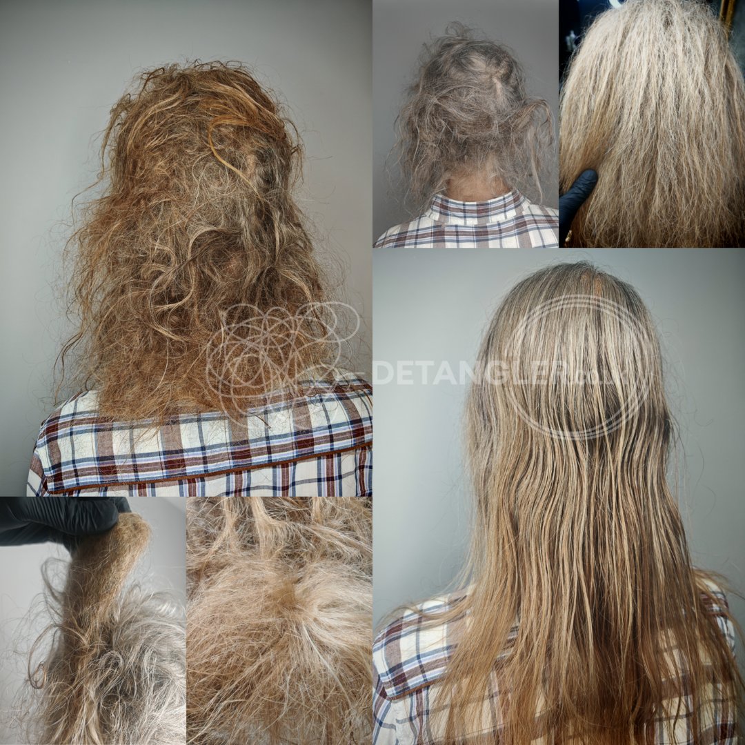 Before and after matted hair transformation