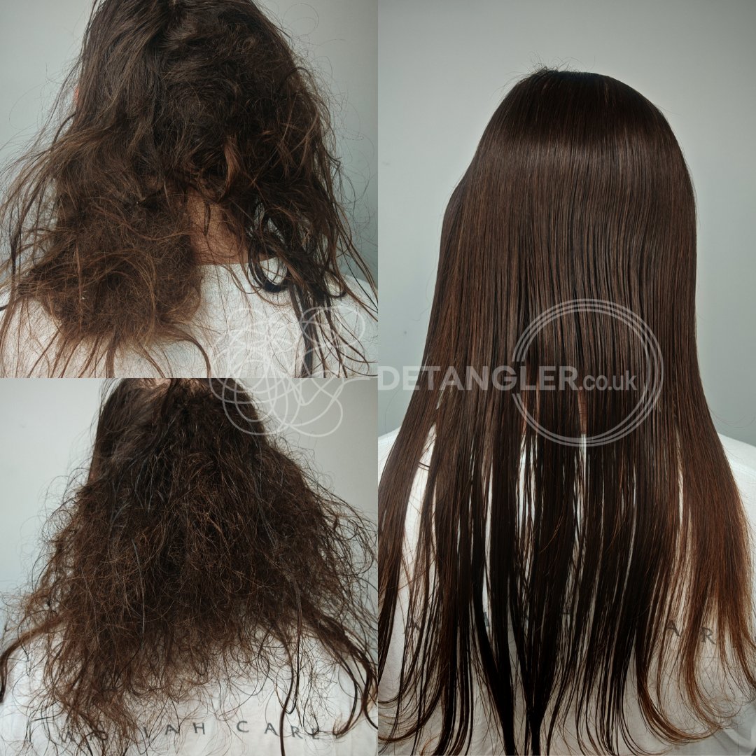Before and after matted hair transformation