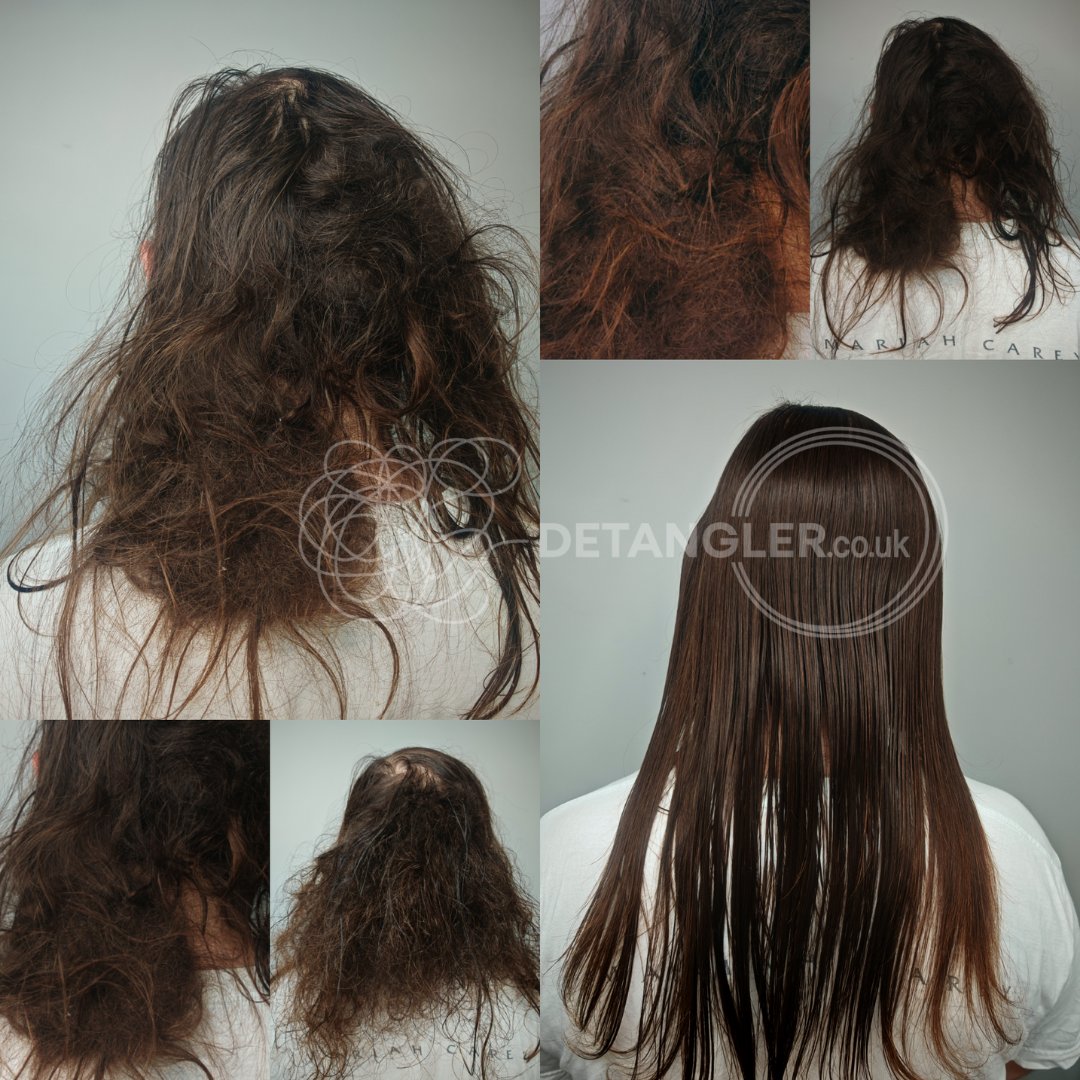 Before and after matted hair transformation
