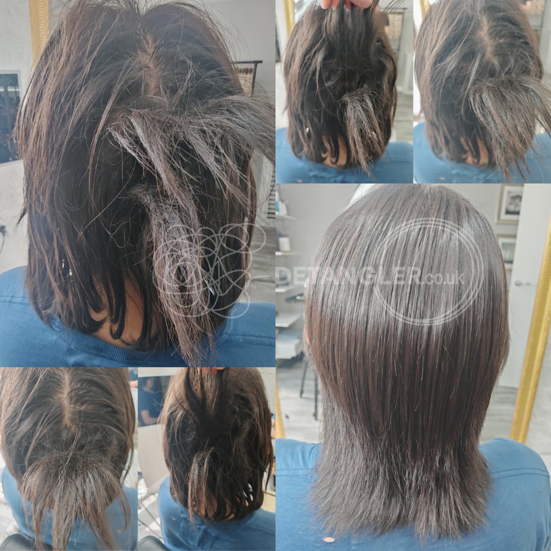 Before and after matted hair transformation