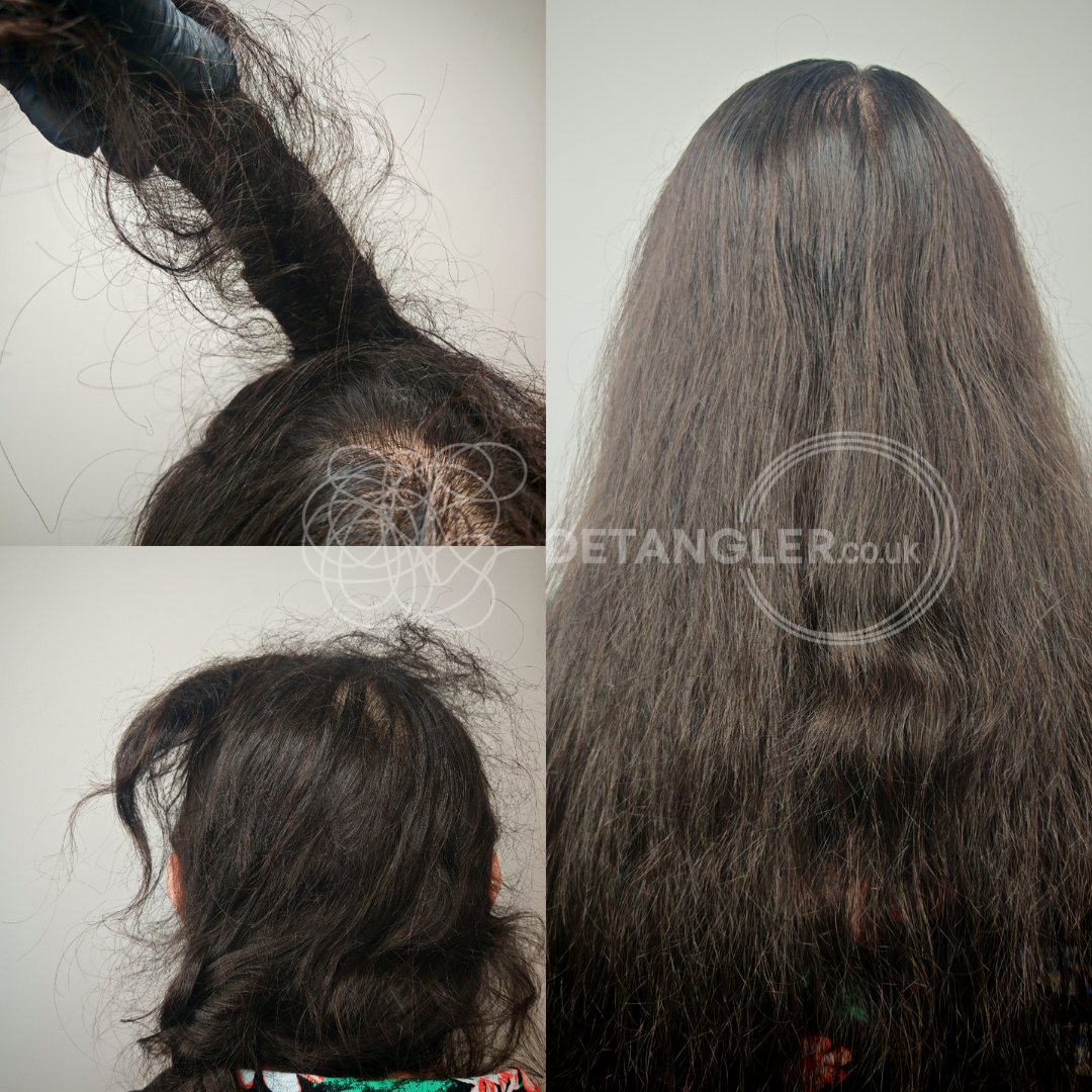Before and after matted hair transformation