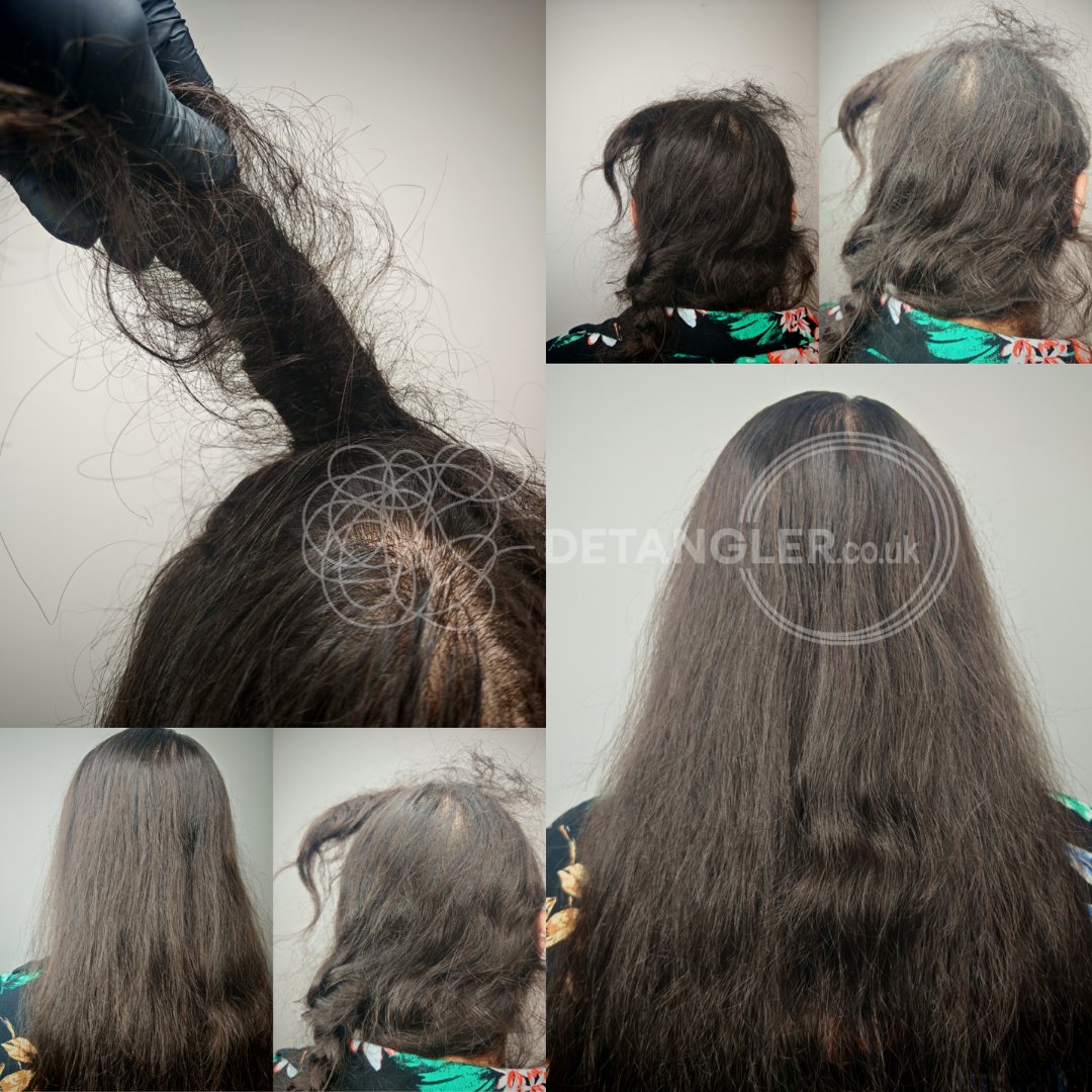 Before and after matted hair transformation