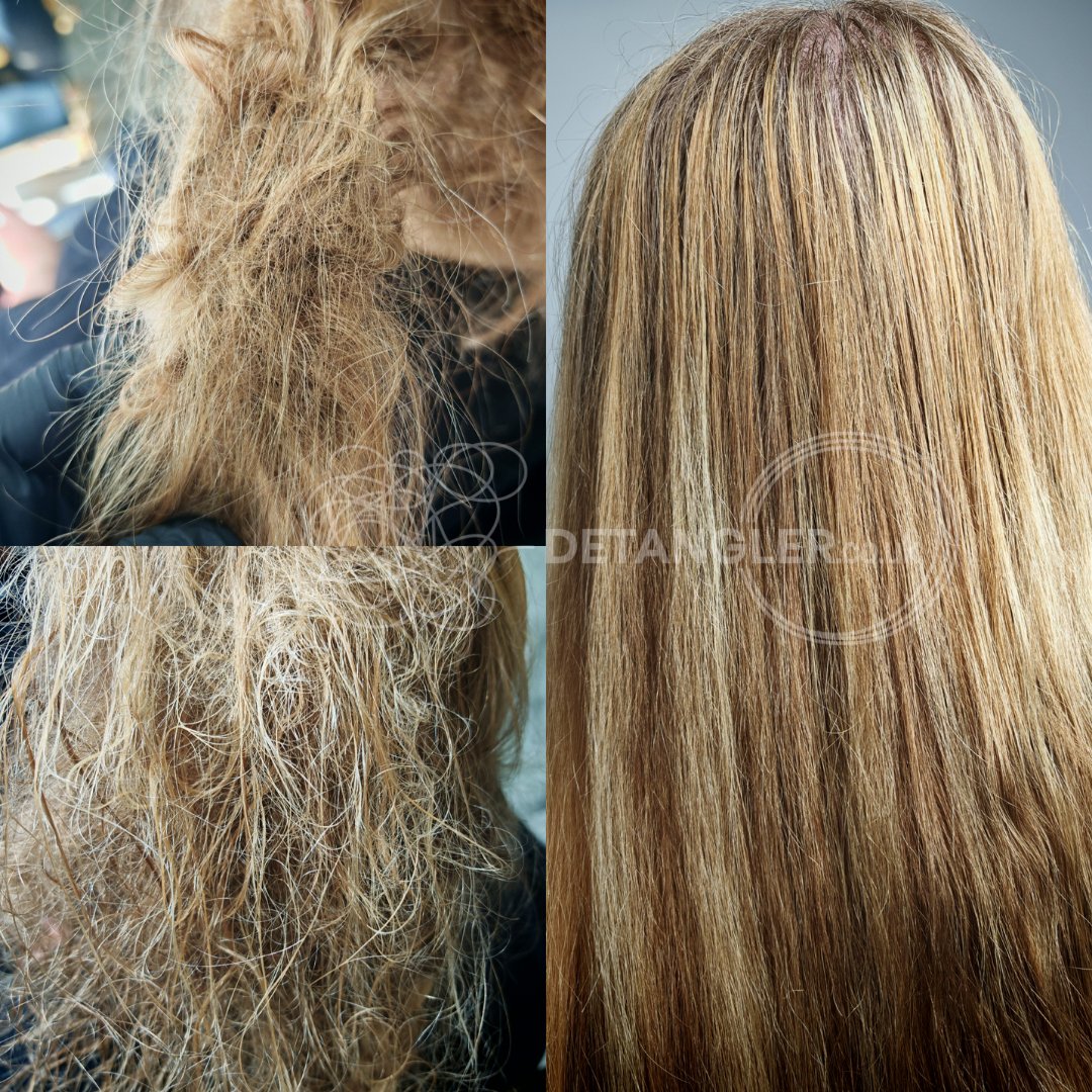 Before and after matted hair transformation