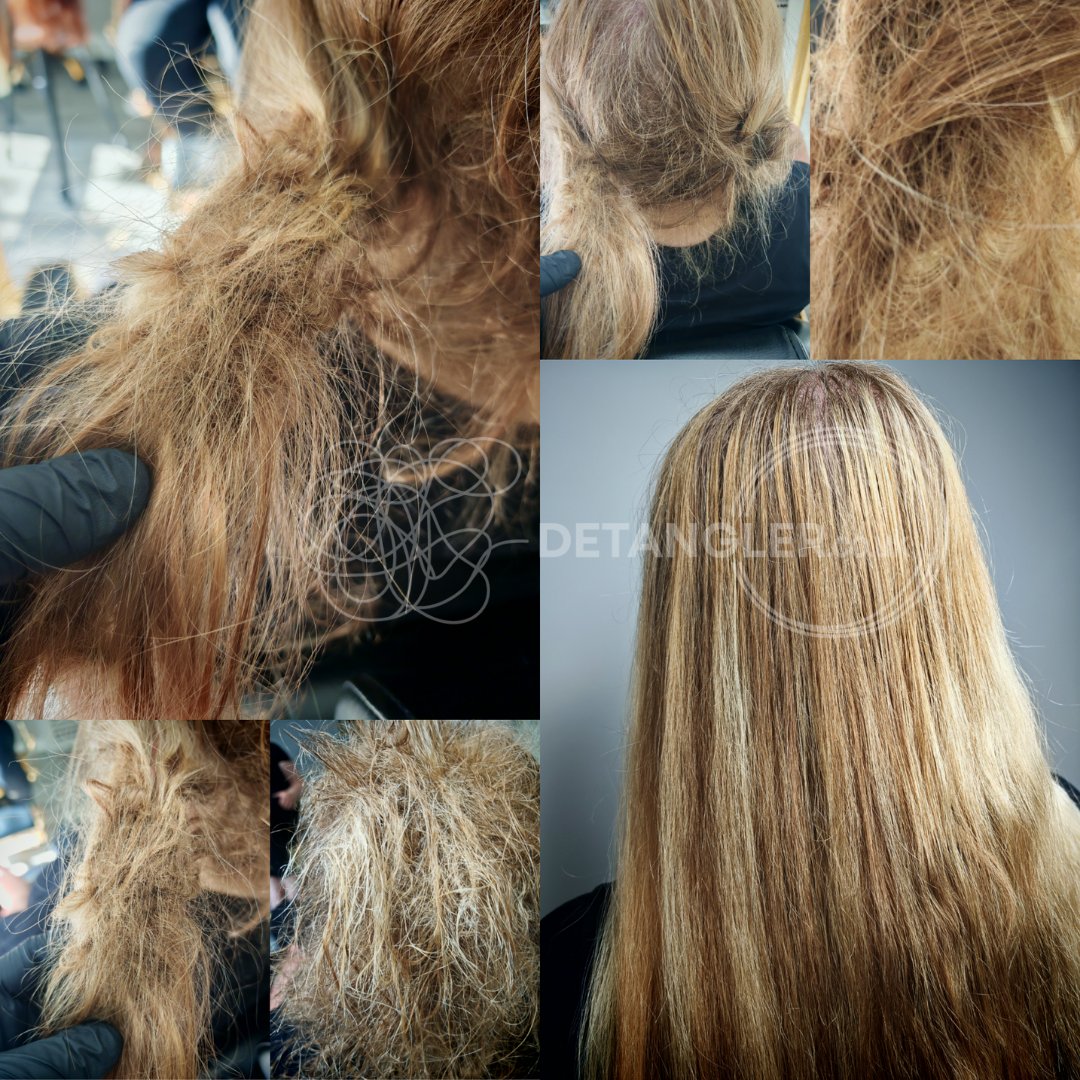 Before and after matted hair transformation