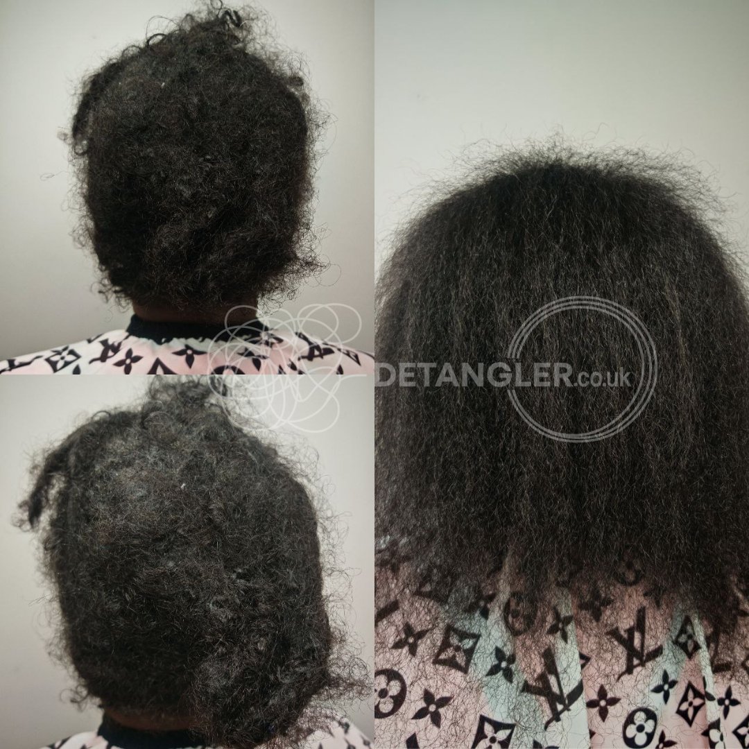 Before and after matted hair transformation