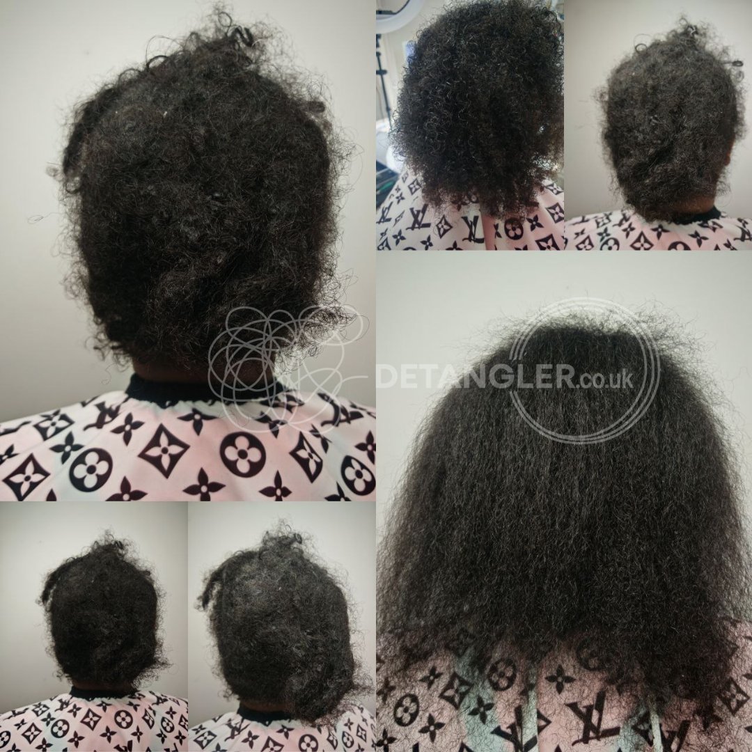 Before and after matted hair transformation