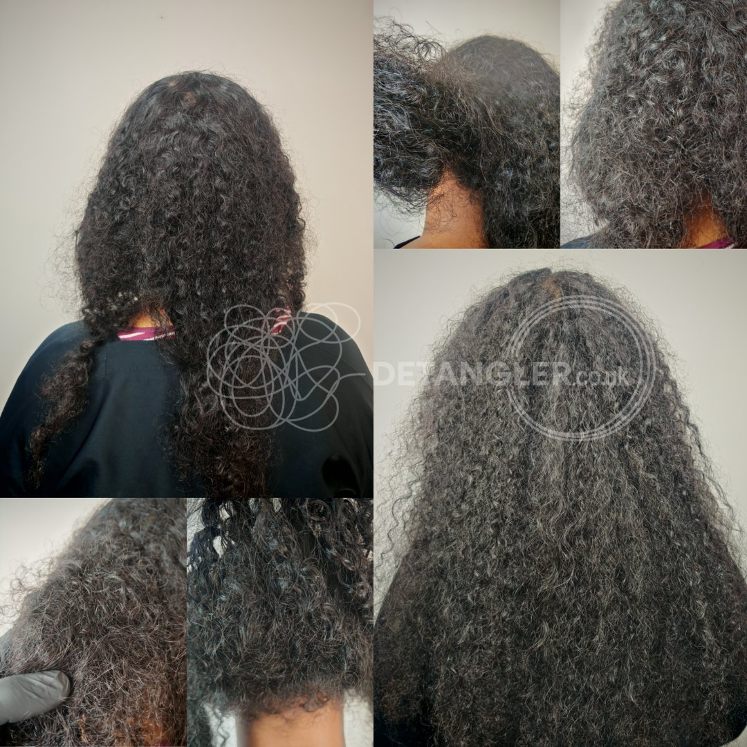 Before and after matted hair transformation