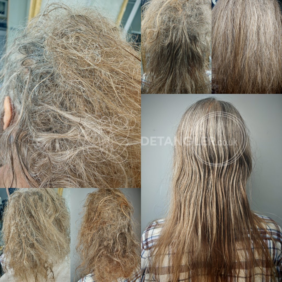 Before and after matted hair transformation