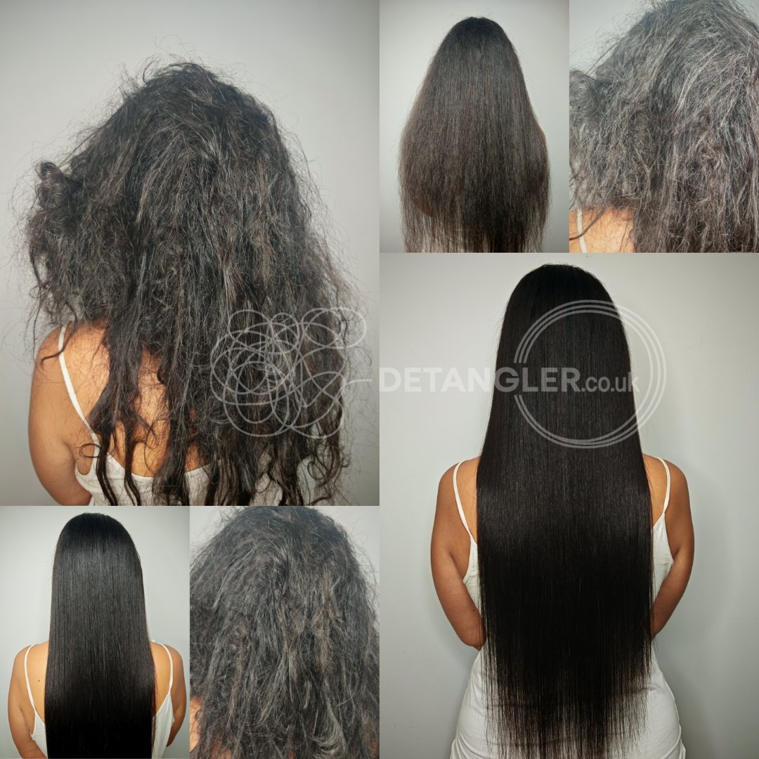 Before and after matted hair transformation