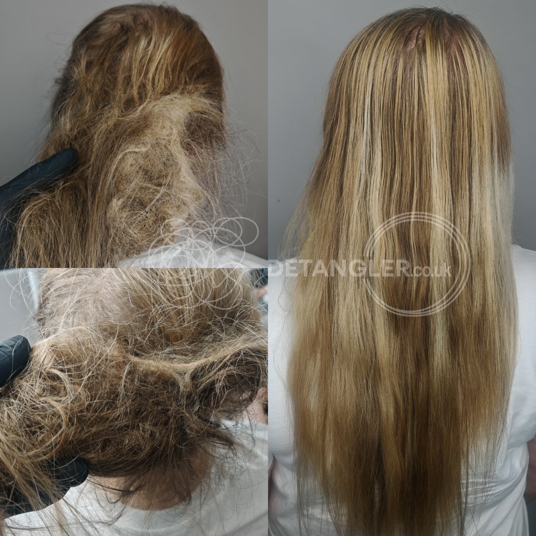 Before and after matted hair transformation