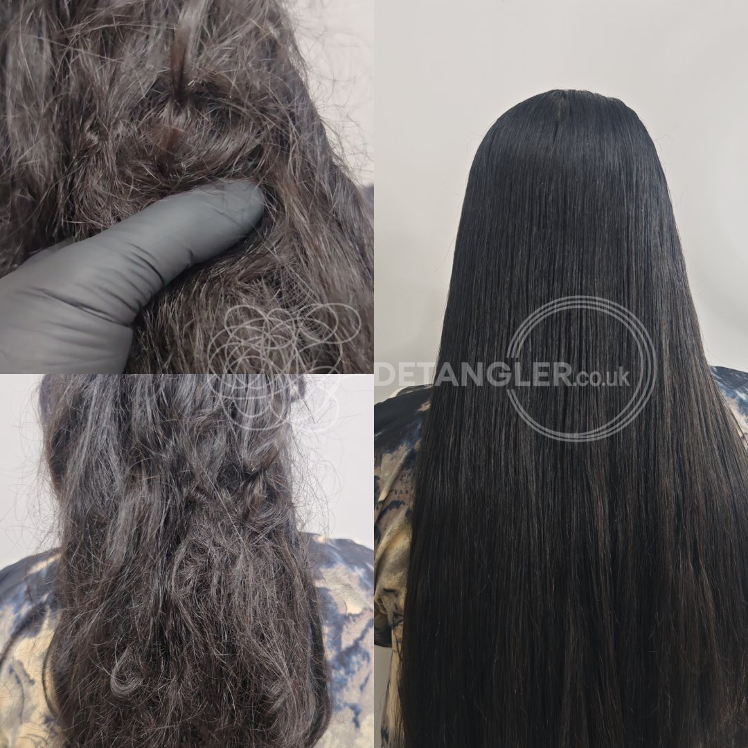 Before and after matted hair transformation