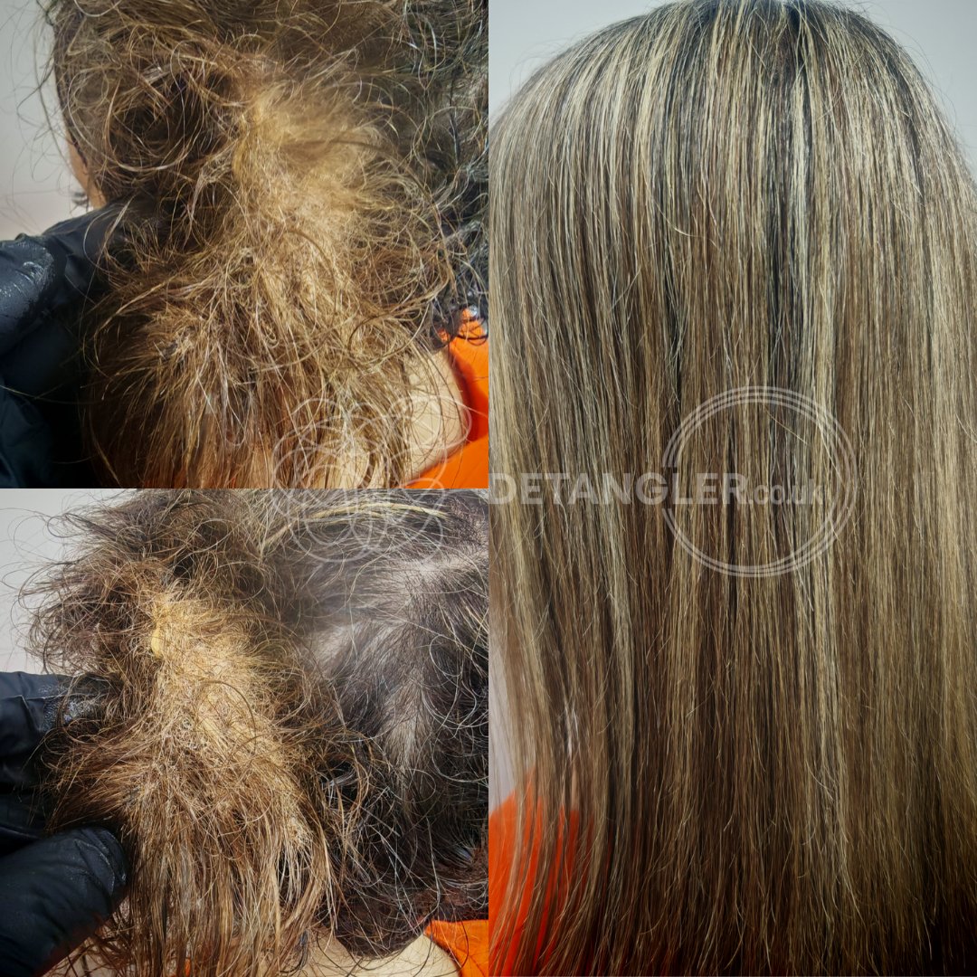 Before and after matted hair transformation