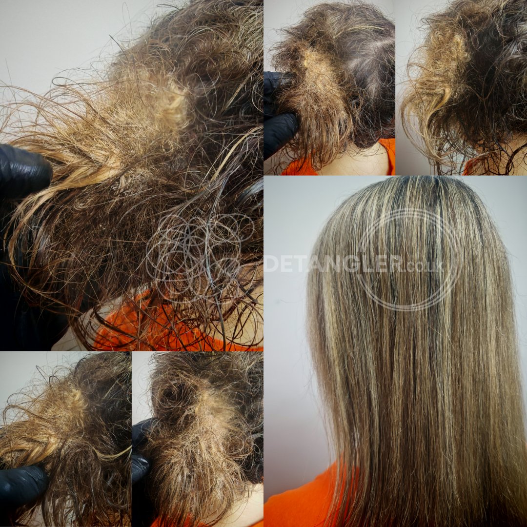 Before and after matted hair transformation