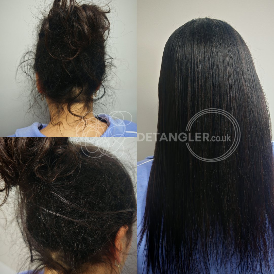 Before and after matted hair transformation