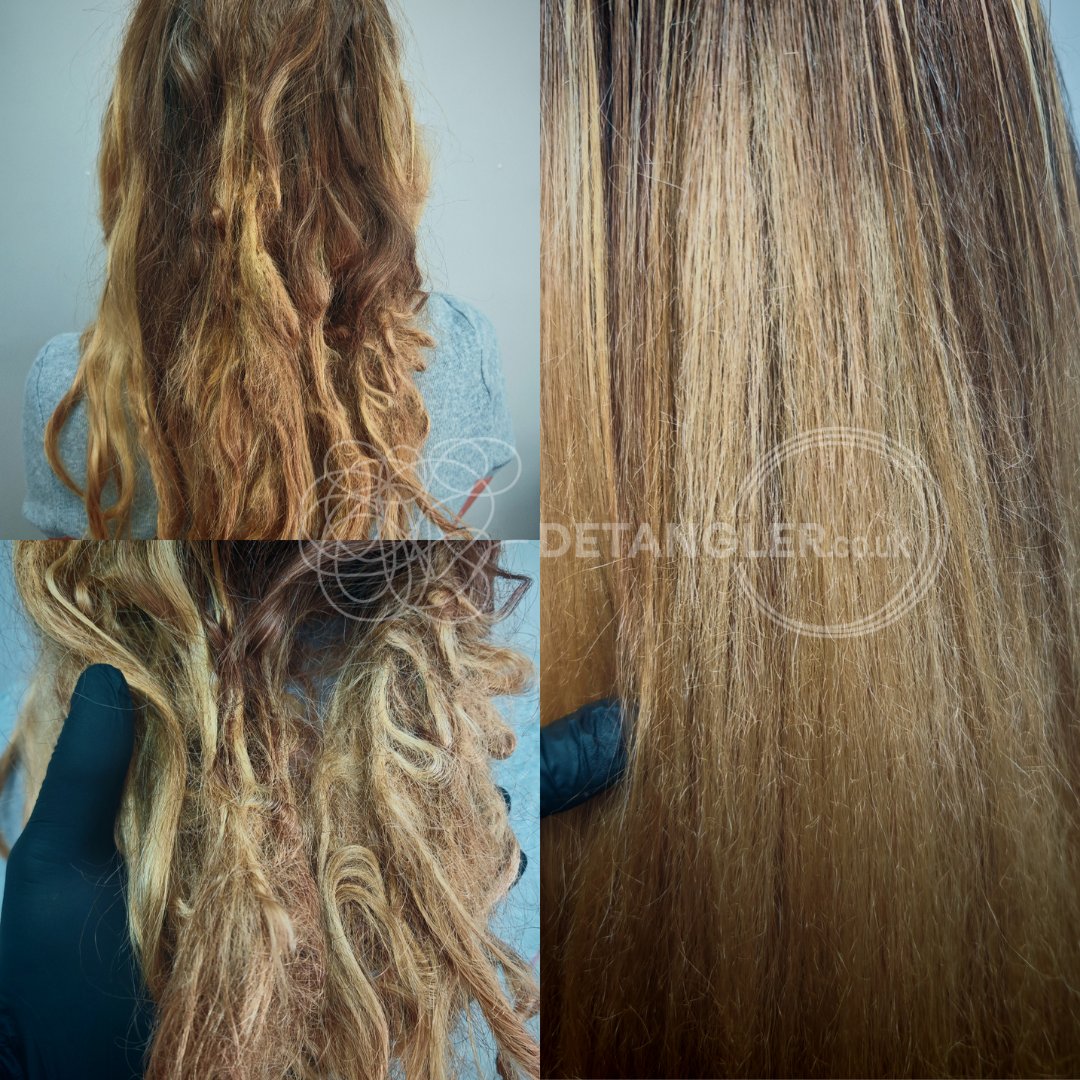 Before and after matted hair transformation