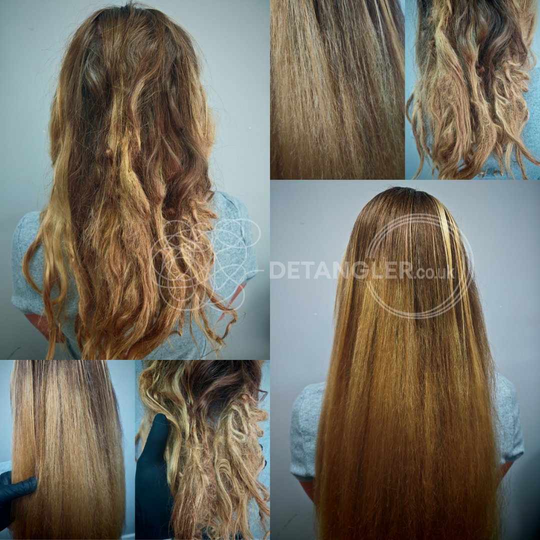 Before and after matted hair transformation