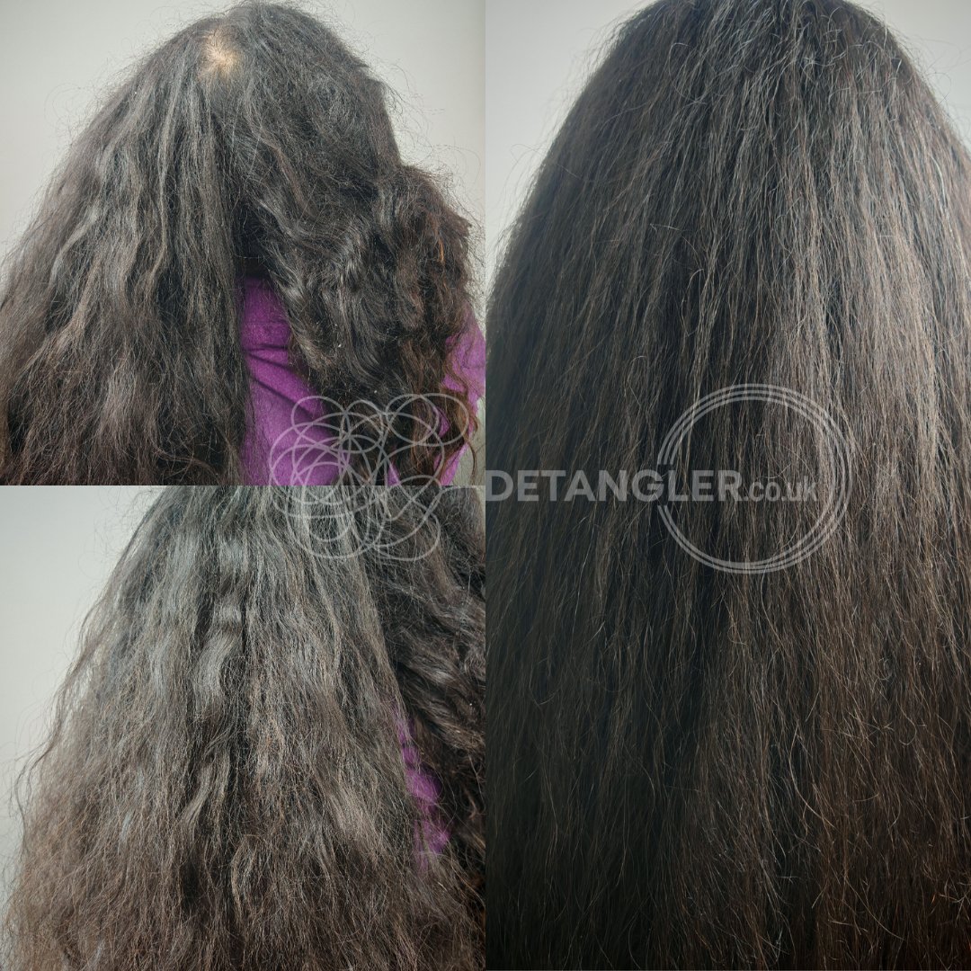 Before and after matted hair transformation
