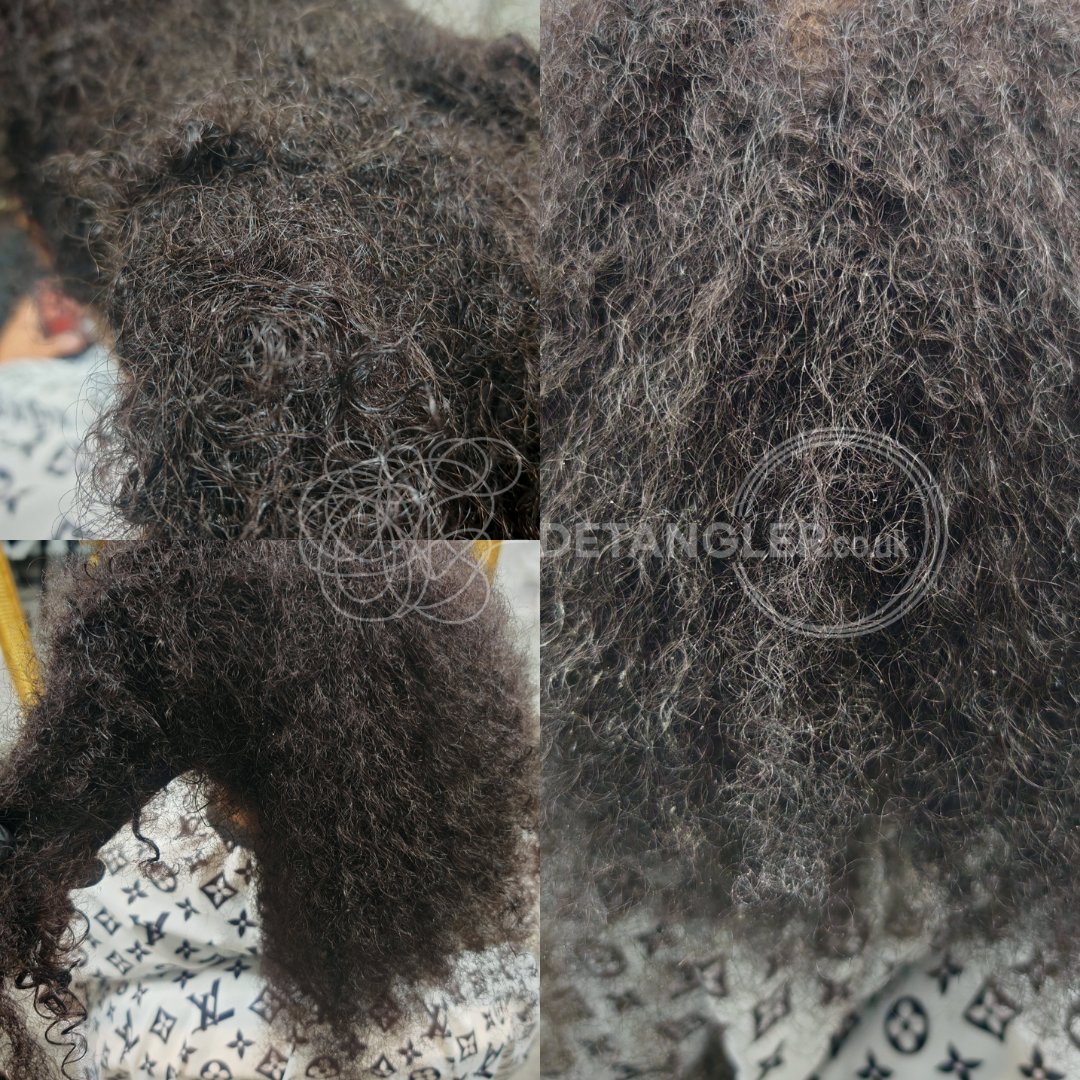 Before and after matted hair transformation