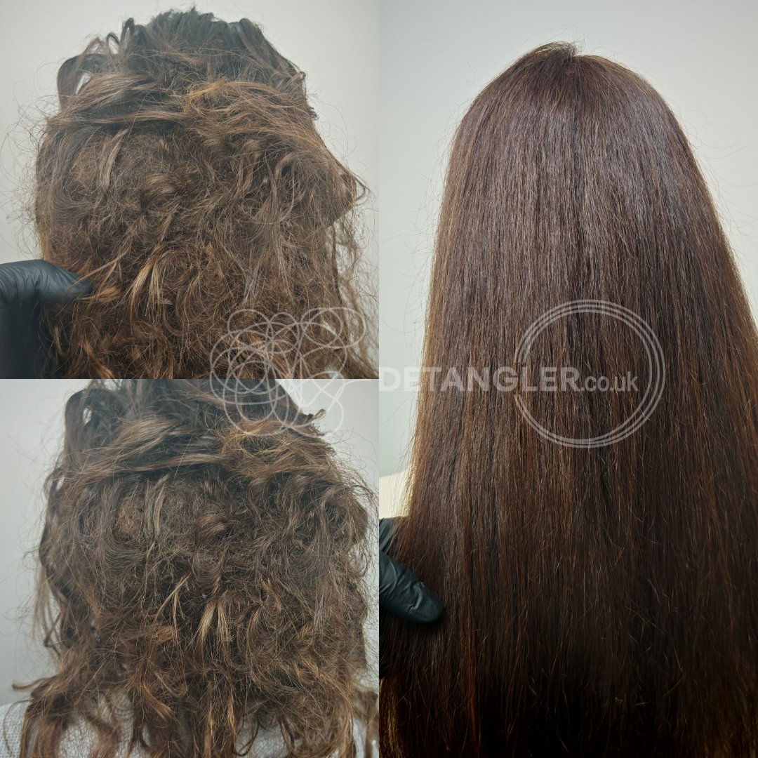 Before and after matted hair transformation