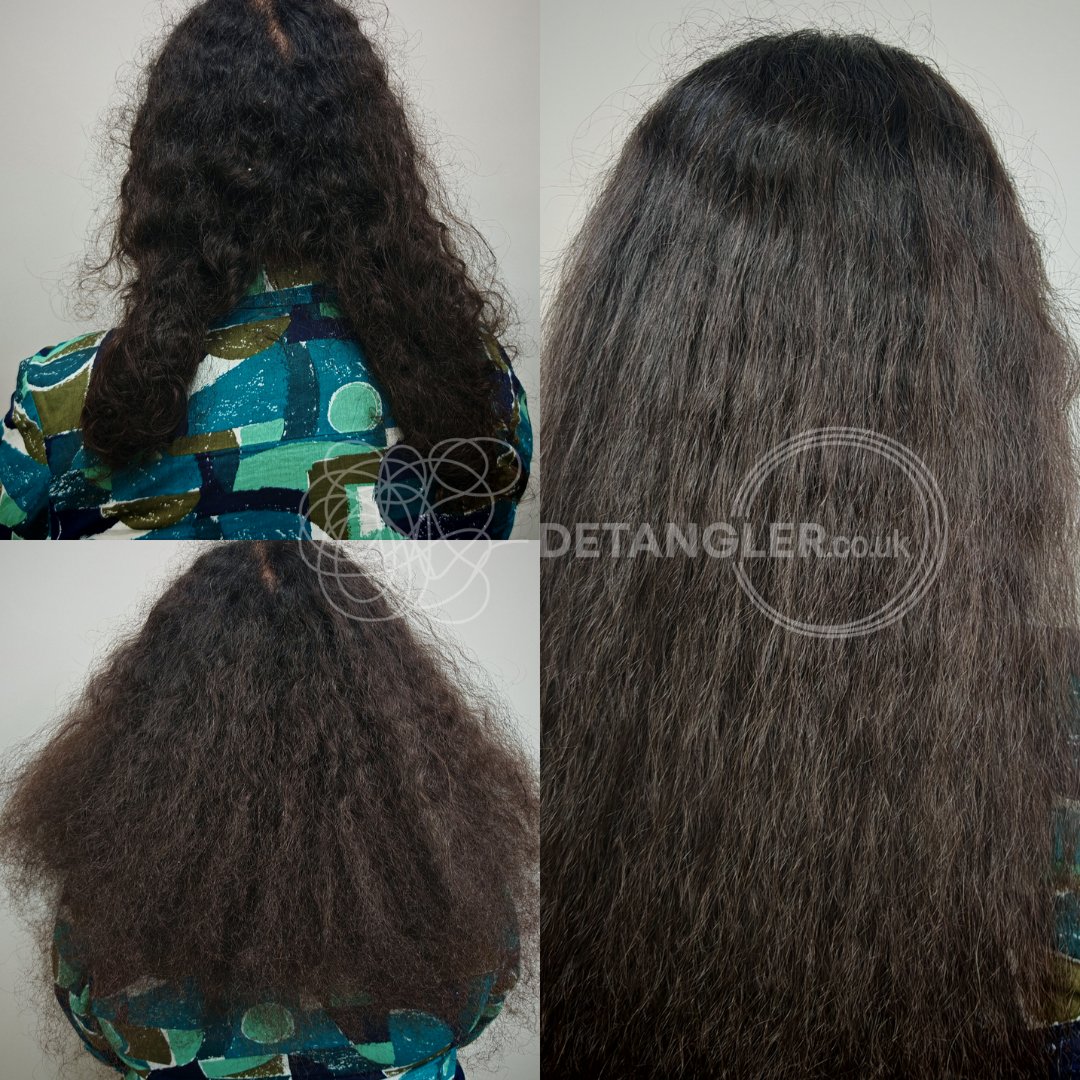 Before and after matted hair transformation