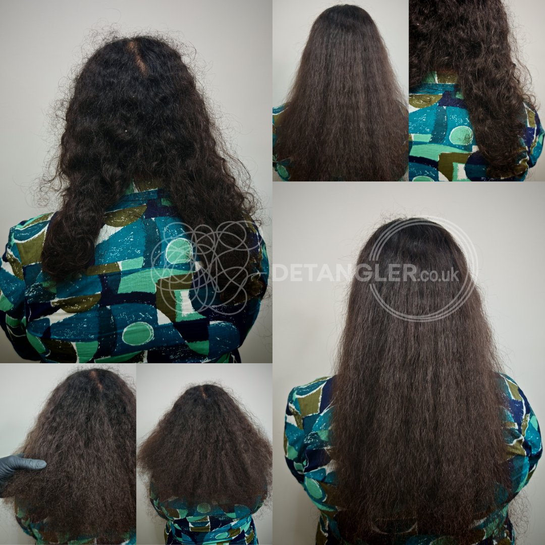 Before and after matted hair transformation