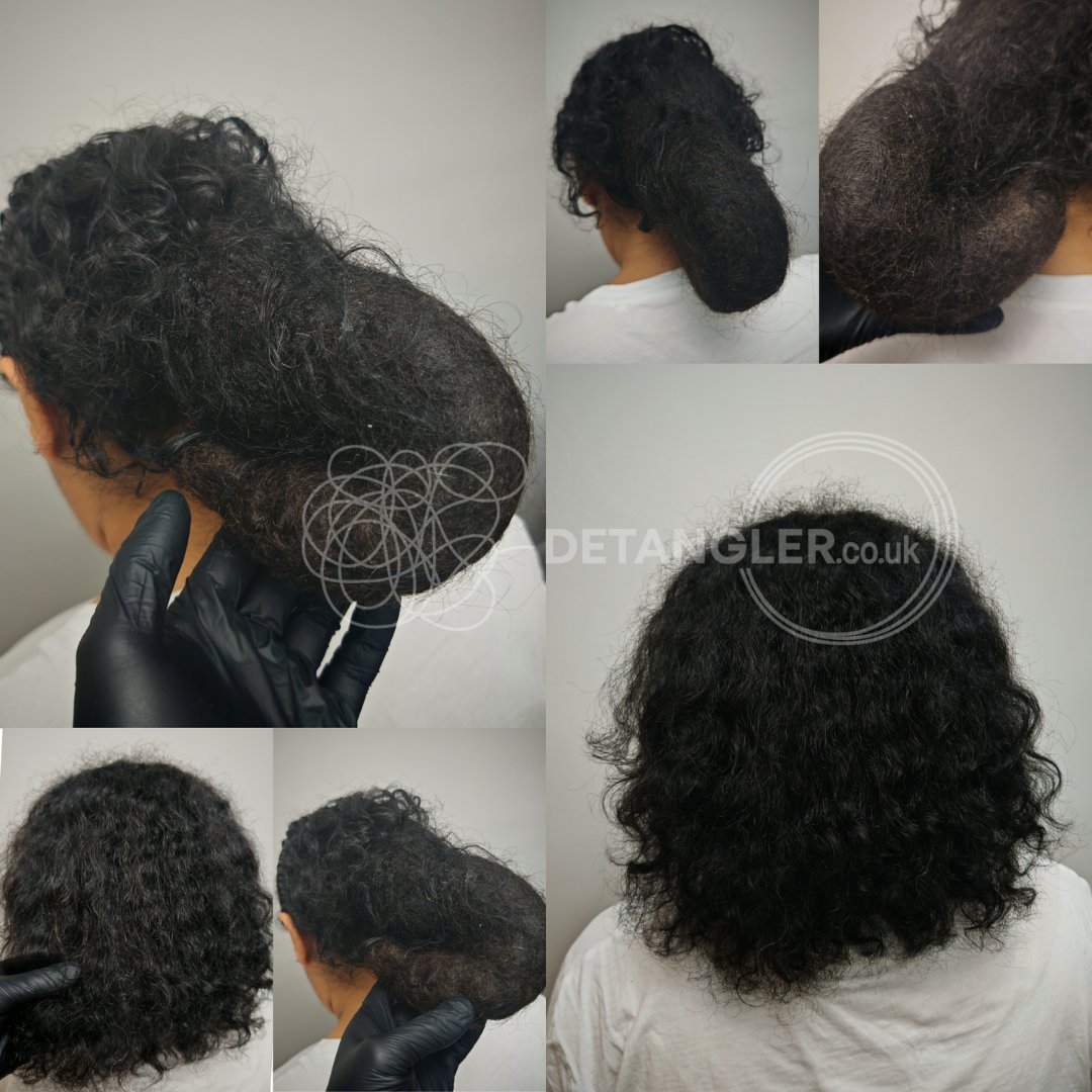 Before and after matted hair transformation