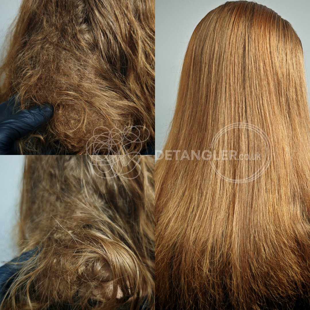 Before and after matted hair transformation