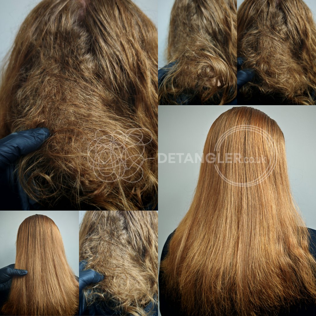 Before and after matted hair transformation