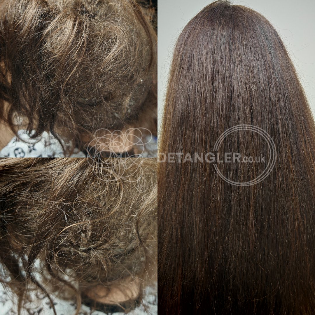 Before and after matted hair transformation