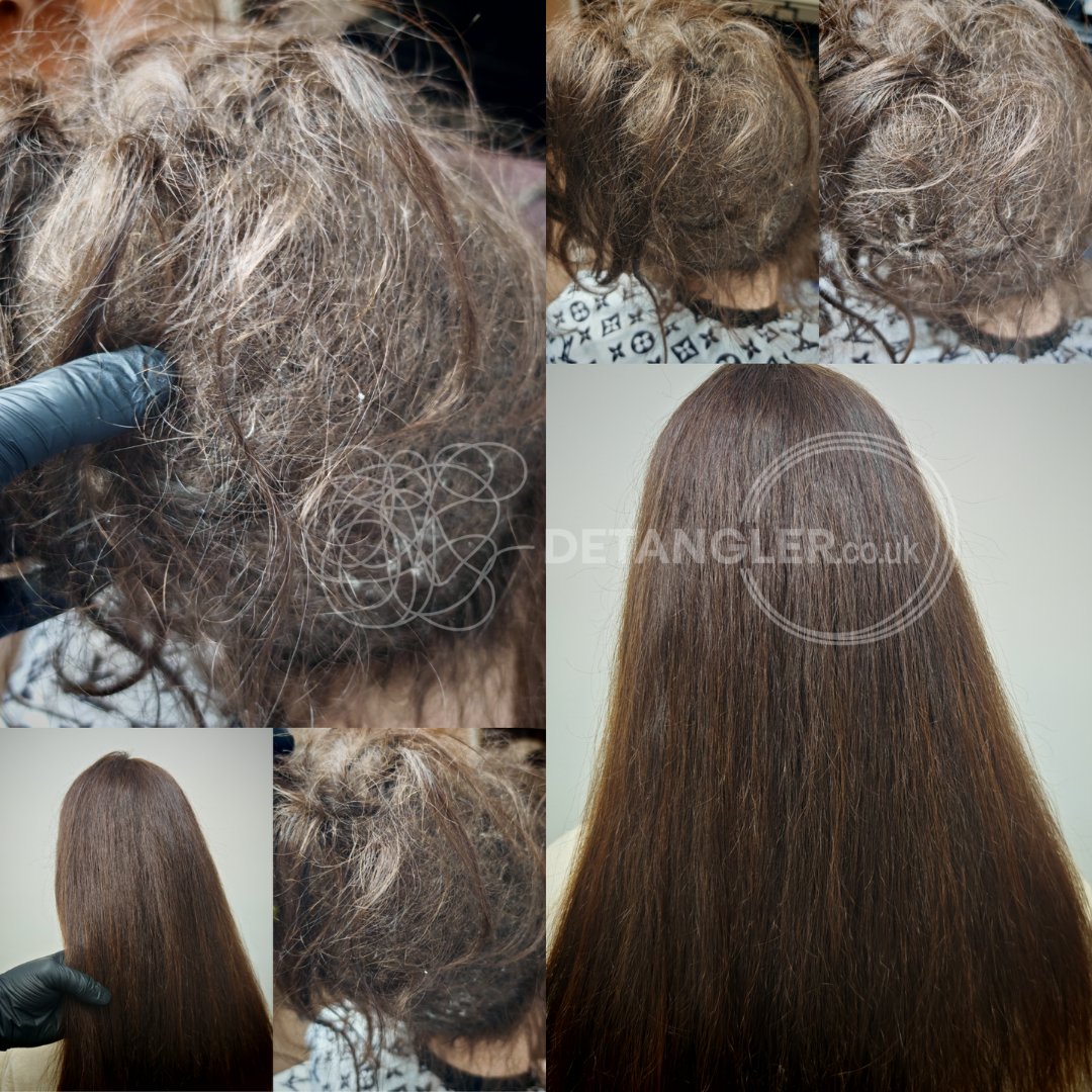 Before and after matted hair transformation