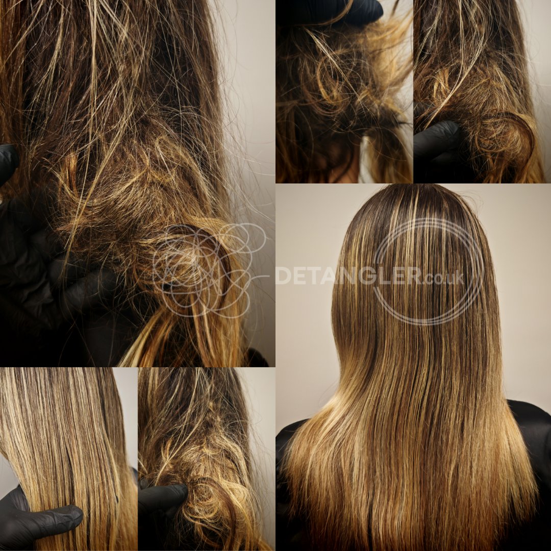 Before and after matted hair transformation