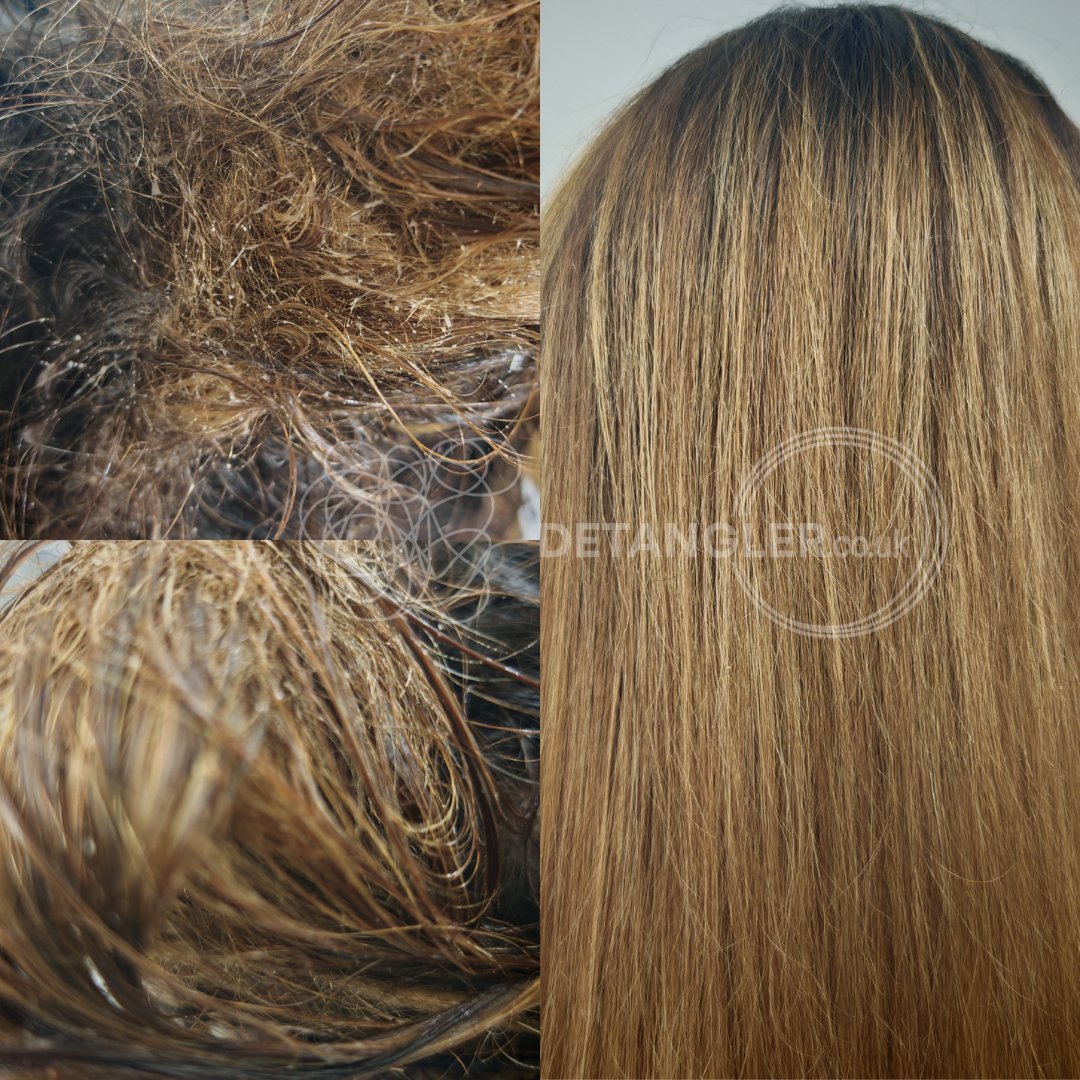 Before and after matted hair transformation