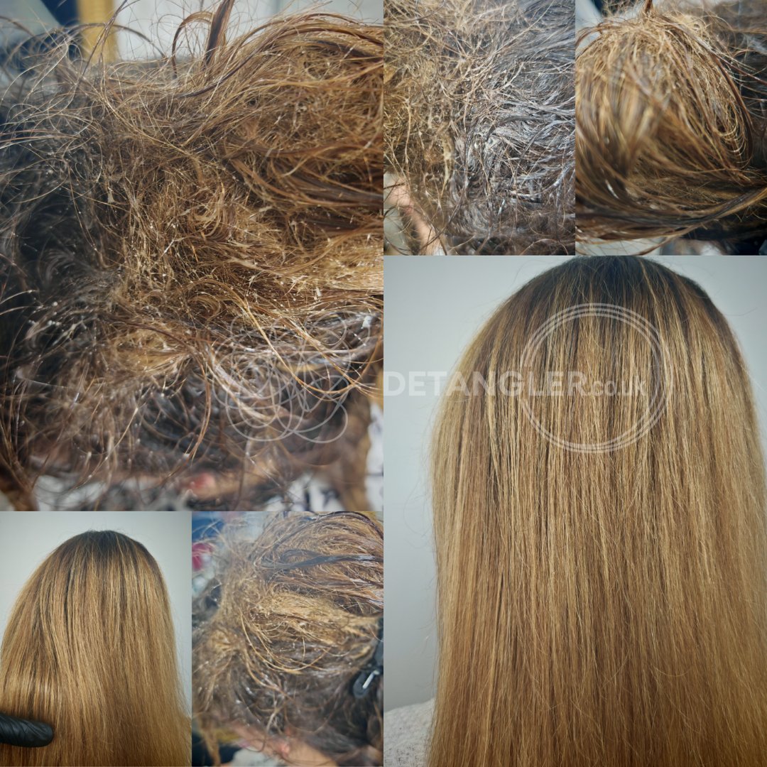 Before and after matted hair transformation