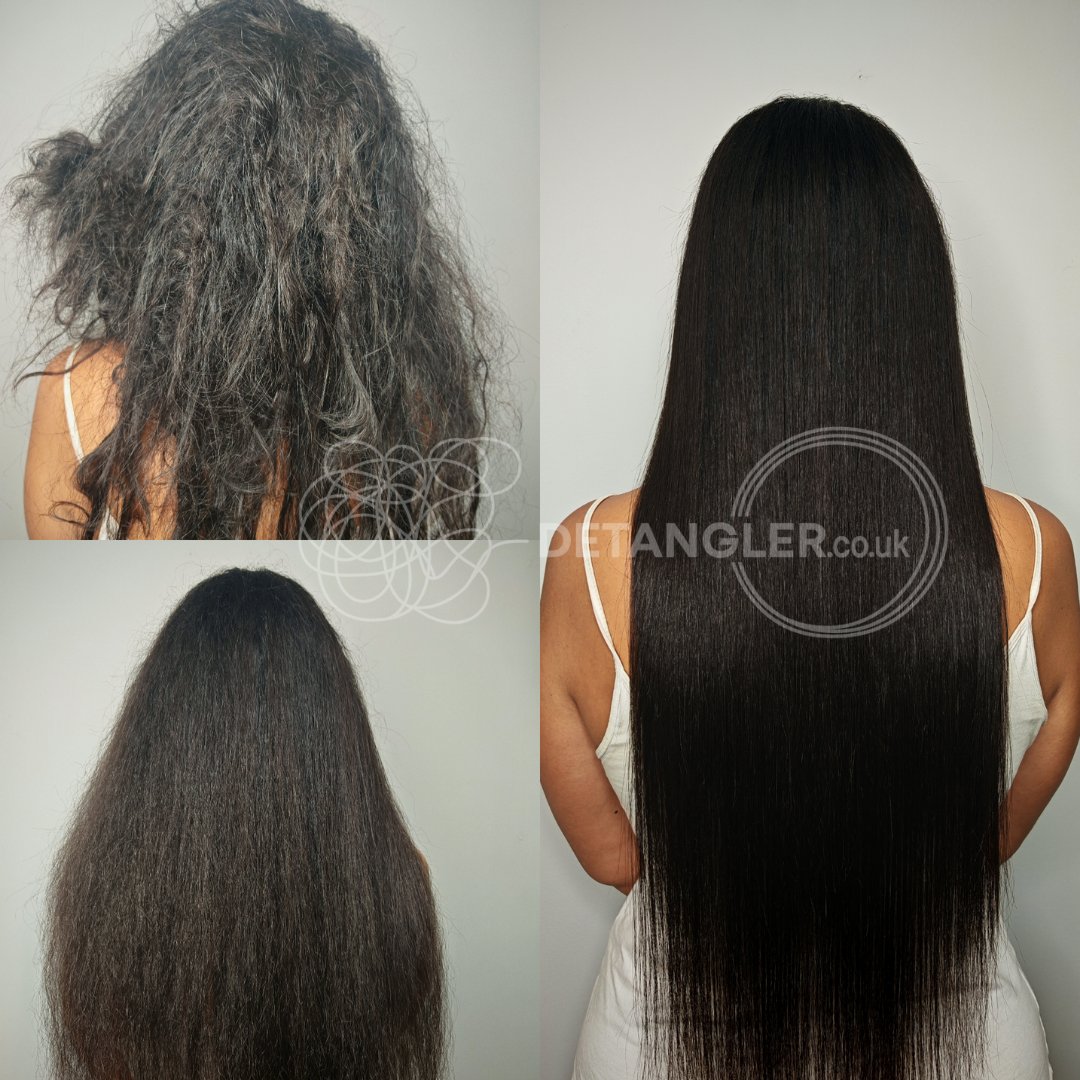 Before and after matted hair transformation